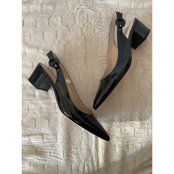 Gianvito Rossi Women's Black Patent Leather Slingback Pumps EU 37 1/2 US 7 $695 - Picture 7 of 16
